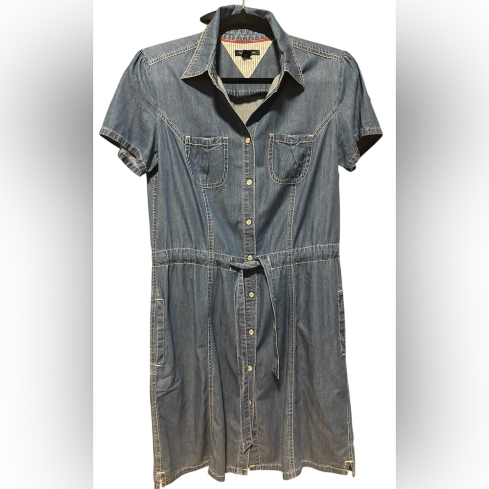 Tommy Hilfiger Denim Button-Up Dress with Belt cowgirl aesthetic